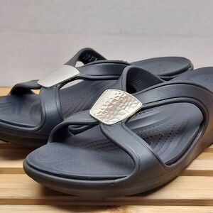 CROCS Womens Black Slip On Sandals Size 11